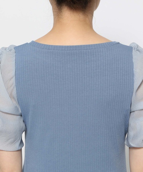 mysty woman（ミスティウーマン）の「ドロストスリーブテレコプルオーバー　113501（Tシャツ/カットソー・レディース・ブルー/オフホワイト/ブラック・FREE）」の11枚目の写真