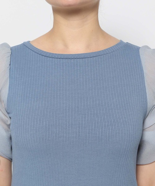 mysty woman（ミスティウーマン）の「ドロストスリーブテレコプルオーバー　113501（Tシャツ/カットソー・レディース・ブルー/オフホワイト/ブラック・FREE）」の12枚目の写真
