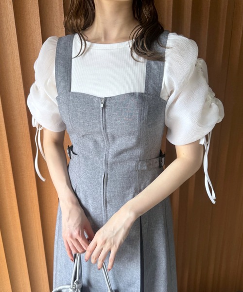 mysty woman（ミスティウーマン）の「ドロストスリーブテレコプルオーバー　113501（Tシャツ/カットソー・レディース・ブルー/オフホワイト/ブラック・FREE）」の20枚目の写真