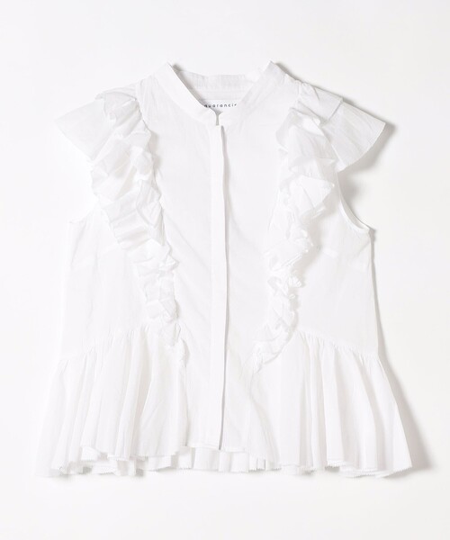 quaranciel(カランシエル)の「quaranciel:〈洗濯機可能〉コットン ボイル ラッフル ペプラム シャツ ブラウス(シャツ/ブラウス・レディース・カーキ/ブラック/ホワイト・ONE SIZE)」の9枚目の写真