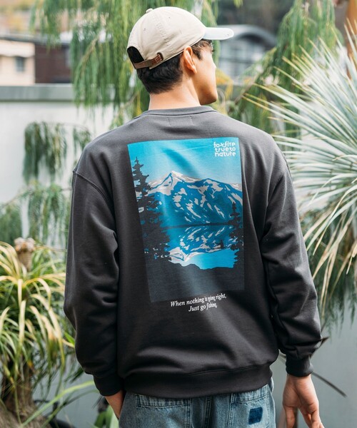 Foxfire（フォックスファイヤー）の「Foxfire/フォックスファイヤー 別注 Foxfire プリントクルーネック スウェット/朝釣り/バックプリント/リラックスフィット（スウェット・メンズ・チャコールグレー/ブルー/グレー/ライトグレー・MEDIUM/LARGE）」の14枚目の写真