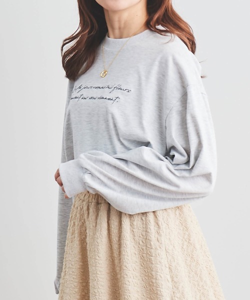 mil(ミル)の「【親子おそろい可能】ロゴ刺繍ロンT【レディースサイズ】(Tシャツ/カットソー・レディース・ホワイト/アッシュグレー/モカ/ラベンダー/ピンク/サックスブルー・S/XS)」の3枚目の写真