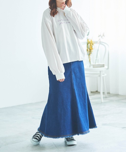 mil(ミル)の「【親子おそろい可能】ロゴ刺繍ロンT【レディースサイズ】(Tシャツ/カットソー・レディース・ホワイト/アッシュグレー/モカ/ラベンダー/ピンク/サックスブルー・S/XS)」の18枚目の写真