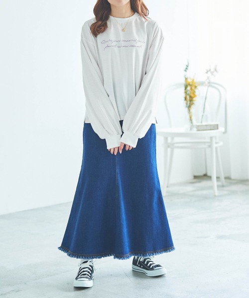 mil(ミル)の「【親子おそろい可能】ロゴ刺繍ロンT【レディースサイズ】(Tシャツ/カットソー・レディース・ホワイト/アッシュグレー/モカ/ラベンダー/ピンク/サックスブルー・S/XS)」の21枚目の写真