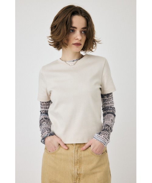 MOUSSY(マウジー)の「【2サイズ展開】SUVIN GIZA BASIC Tシャツ(Tシャツ/カットソー・レディース・ブラック/ライトベージュ/ライトピンク/ホワイト・1/2)」の14枚目の写真