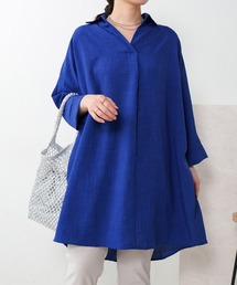 麻ライクシャツワンピース