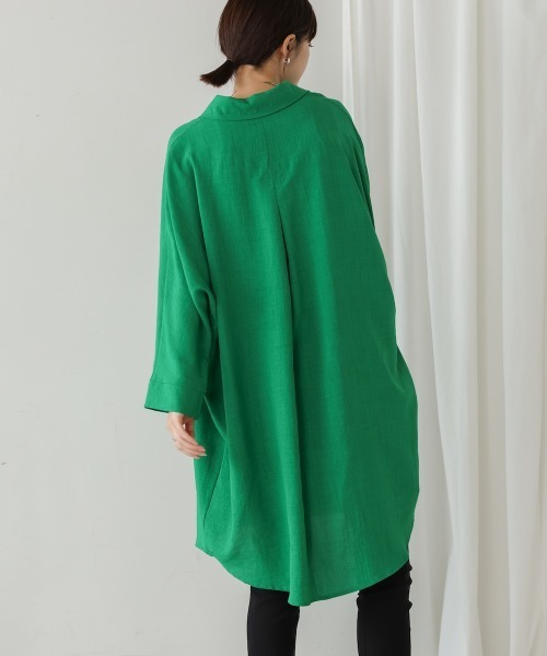 Bou Jeloud（ブージュルード）の「麻ライクシャツワンピース（シャツワンピース・レディース・ブルー/ホワイト/グリーン/ブラック/ブルーグリーン/オレンジ・FREE）」の13枚目の写真