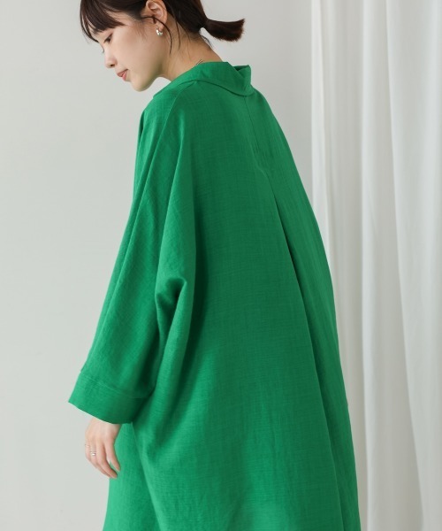 Bou Jeloud（ブージュルード）の「麻ライクシャツワンピース（シャツワンピース・レディース・ブルー/ホワイト/グリーン/ブラック/ブルーグリーン/オレンジ・FREE）」の14枚目の写真