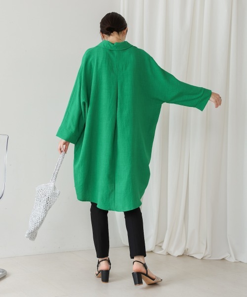 Bou Jeloud（ブージュルード）の「麻ライクシャツワンピース（シャツワンピース・レディース・ブルー/ホワイト/グリーン/ブラック/ブルーグリーン/オレンジ・FREE）」の15枚目の写真