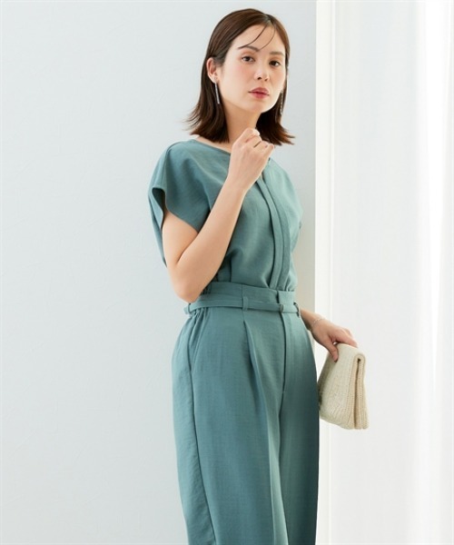 7days Life Styling(セブンデイズライフスタイリング)の「麻調合繊フロントタックブラウス(しわになりにくい・接触冷感・UVカット・洗える)(シャツ/ブラウス・レディース・モカ/ネイビー/ライトベージュ/グリーン・S/M/L/LL)」の5枚目の写真