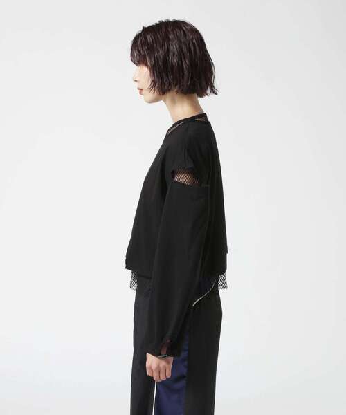 AULA AILA(アウラアイラ)の「AULA AILA/アウラアイラ/別注メッシュコンビリバーシブルプルオーバー(Tシャツ/カットソー・レディース・ホワイト/ブラック・0)」の4枚目の写真