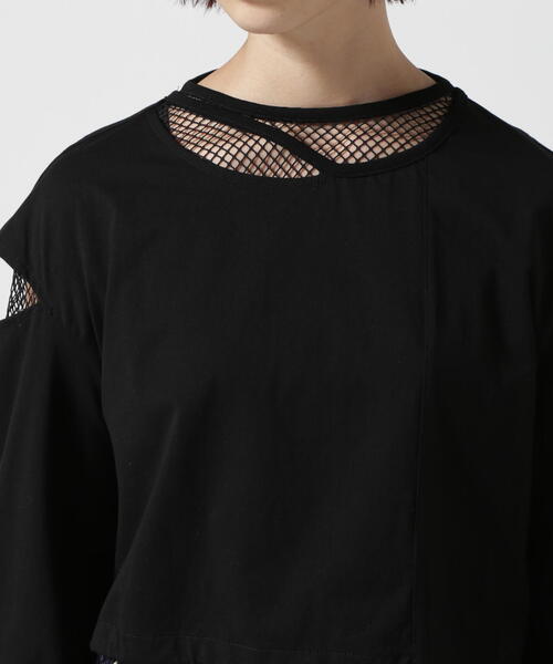 AULA AILA(アウラアイラ)の「AULA AILA/アウラアイラ/別注メッシュコンビリバーシブルプルオーバー(Tシャツ/カットソー・レディース・ホワイト/ブラック・0)」の6枚目の写真
