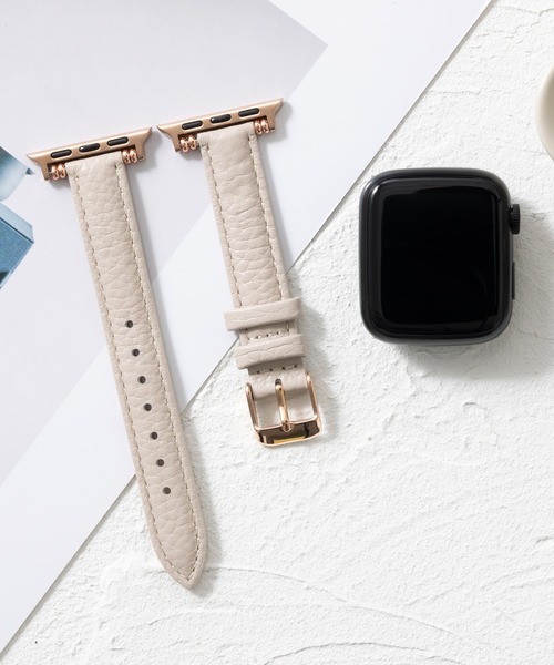 emonique(エモニーク)の「本革レザー Apple Watch バンド スマートウォッチバンド【38/40/41/42/44/45/49mm対応】(デジタル腕時計・レディース・ベージュ/ピンク/ブルー/オレンジ/グリーン・42/38)」の1枚目の写真