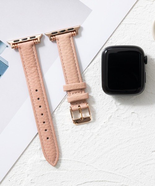 emonique(エモニーク)の「本革レザー Apple Watch バンド スマートウォッチバンド【38/40/41/42/44/45/49mm対応】(デジタル腕時計・レディース・ベージュ/ピンク/ブルー/オレンジ/グリーン・42/38)」の2枚目の写真