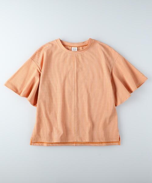 SOMETHING(サムシング)の「SOMETHING(サムシング)袖フリルTシャツ(Tシャツ/カットソー・レディース・オレンジ・フリー)」の9枚目の写真