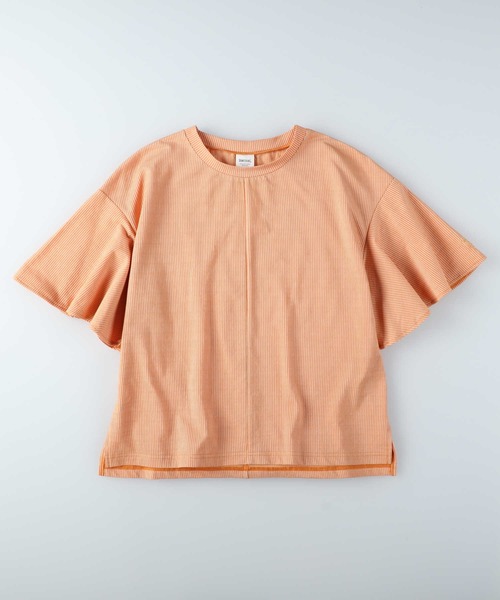 SOMETHING(サムシング)の「SOMETHING(サムシング)袖フリルTシャツ(Tシャツ/カットソー・レディース・オレンジ・フリー)」の1枚目の写真