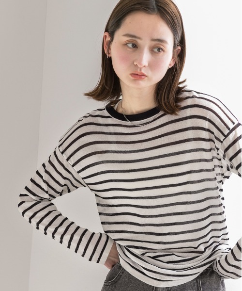 tシャツ 「ZOZO限定」手洗い可 / シアーボーダープルオーバー レディース tシャツ シアーボーダープルオーバー レディース : ZOZOTOWN