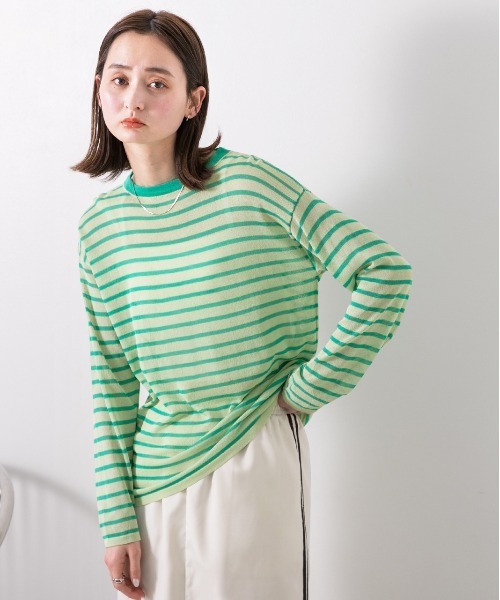 tシャツ 「ZOZO限定」手洗い可 / シアーボーダープルオーバー レディース tシャツ シアーボーダープルオーバー レディース : ZOZOTOWN