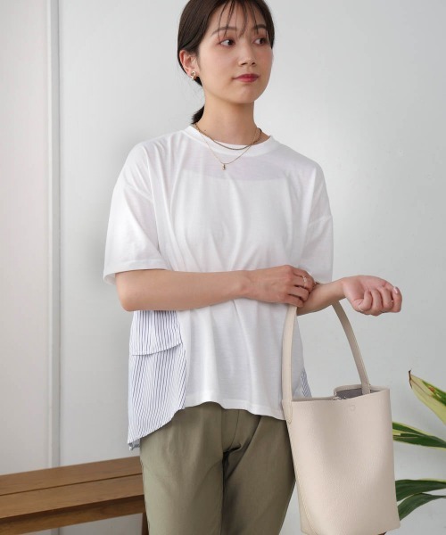 Bou Jeloud(ブージュルード)の「ストライプドッキングティアードプルオーバー(Tシャツ/カットソー・レディース・ブラック/オフホワイト/グレー・FREE)」の5枚目の写真