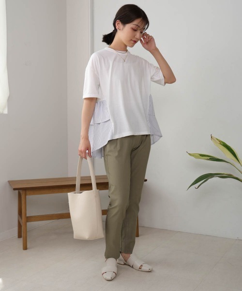Bou Jeloud(ブージュルード)の「ストライプドッキングティアードプルオーバー(Tシャツ/カットソー・レディース・ブラック/オフホワイト/グレー・FREE)」の6枚目の写真