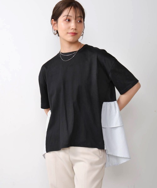 Bou Jeloud(ブージュルード)の「ストライプドッキングティアードプルオーバー(Tシャツ/カットソー・レディース・ブラック/オフホワイト/グレー・FREE)」の16枚目の写真