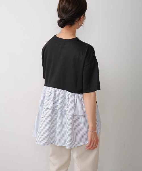 Bou Jeloud(ブージュルード)の「ストライプドッキングティアードプルオーバー(Tシャツ/カットソー・レディース・ブラック/オフホワイト/グレー・FREE)」の20枚目の写真