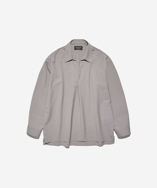 UNITED TOKYO（ユナイテッドトウキョウ）の「DRY WOOL スキッパーポロ｜セットアップ着用可能（シャツ/ブラウス・メンズ・ブラック/グレー・1/2）」の2枚目の写真