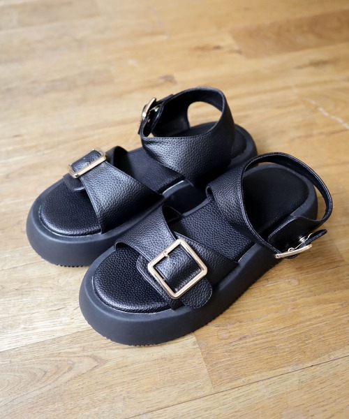 SESTO（セスト）の「ダブルベルト厚底サンダル（サンダル・レディース・ブラック/アイボリー/シルバー・S/M/L/LL/3L）」の21枚目の写真