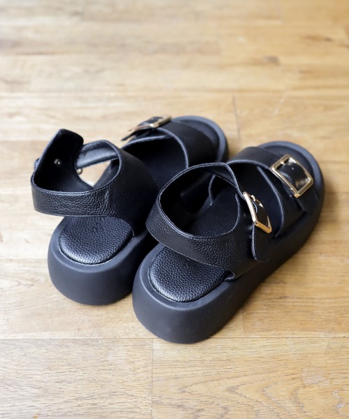 SESTO（セスト）の「ダブルベルト厚底サンダル（サンダル・レディース・ブラック/アイボリー/シルバー・S/M/L/LL/3L）」の22枚目の写真