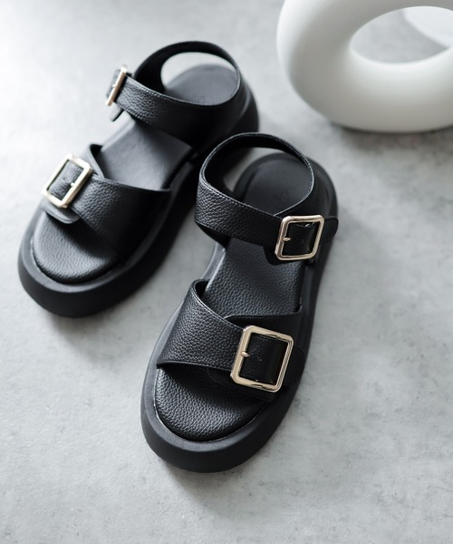 SESTO（セスト）の「ダブルベルト厚底サンダル（サンダル・レディース・ブラック/アイボリー/シルバー・S/M/L/LL/3L）」の19枚目の写真