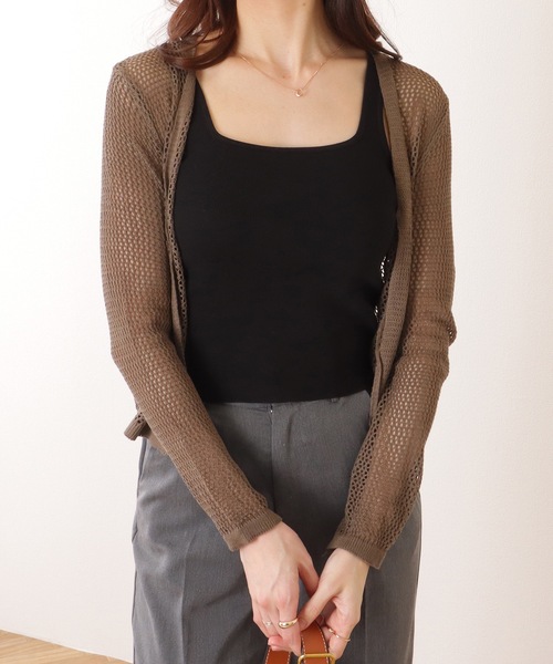 Lace Ladies(レースレディース)の「ソリッドカラー スクエアネック コンパクト ニット タンクトップ(タンクトップ・レディース・アイボリー/ブラック/マスタード/ワインレッド・M)」の8枚目の写真