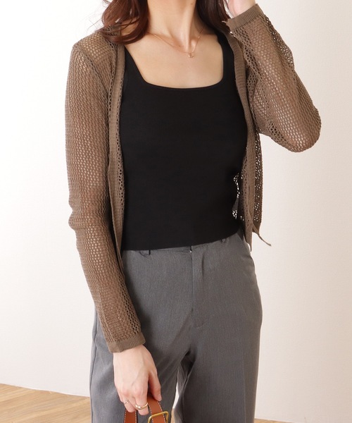 Lace Ladies(レースレディース)の「ソリッドカラー スクエアネック コンパクト ニット タンクトップ(タンクトップ・レディース・アイボリー/ブラック/マスタード/ワインレッド・M)」の9枚目の写真