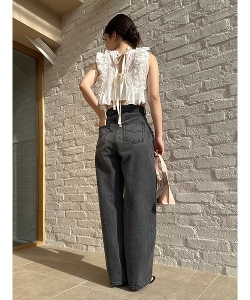 SNIDEL - SNIDEL 正規品★ バックリボンシャーリングブラウス クロップド SNIDEL（スナイデル）の「バックリボンシャーリングブラウス