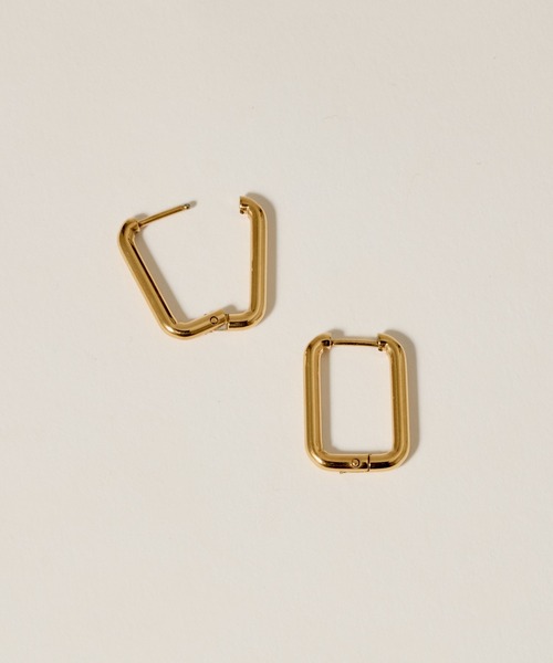 novice（ノーヴィス）の「【novice】Hinged Rectangle Hoop Pierce［Stainless］（ピアス（両耳用）・レディース・ゴールド/シルバー・FREE）」の3枚目の写真