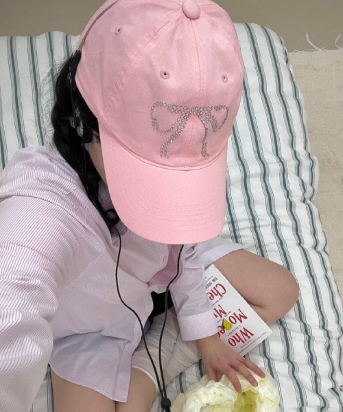 WEGO（ウィゴー）の「WEGO/ストーンリボンキャップ（キャップ・レディース・ベージュ/ブラック/ピンク/ホワイト・FREE）」の4枚目の写真