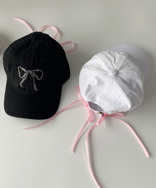 WEGO（ウィゴー）の「WEGO/ストーンリボンキャップ（キャップ・レディース・ベージュ/ブラック/ピンク/ホワイト・FREE）」の7枚目の写真