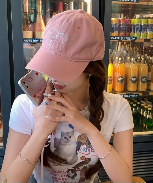 WEGO（ウィゴー）の「WEGO/ストーンリボンキャップ（キャップ・レディース・ベージュ/ブラック/ピンク/ホワイト・FREE）」の17枚目の写真