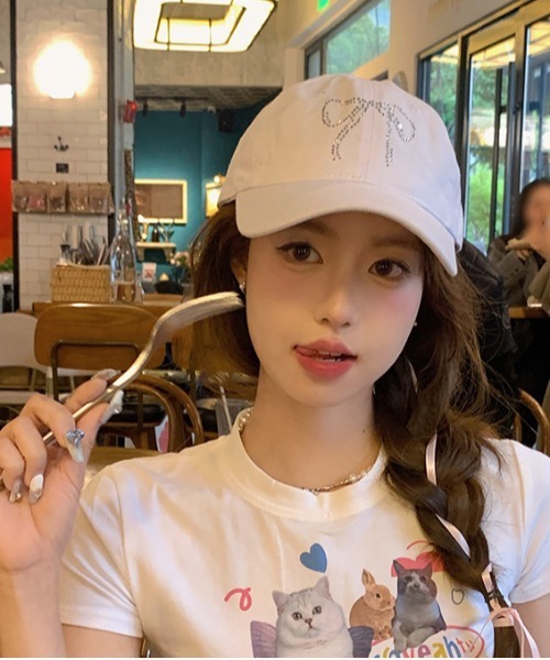 WEGO（ウィゴー）の「WEGO/ストーンリボンキャップ（キャップ・レディース・ベージュ/ブラック/ピンク/ホワイト・FREE）」の15枚目の写真