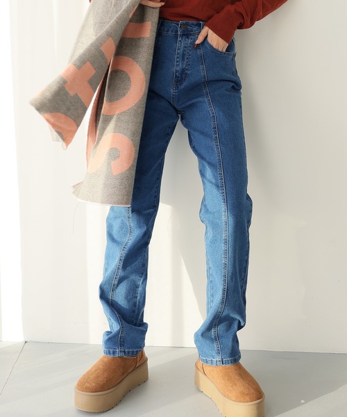 Doula Doula（ドゥーラドゥーラ）の「フロントラインハイウエストデニム（デニムパンツ・レディース・ライトブルー/ブルー/インディゴブルー・S/M/L）」の5枚目の写真