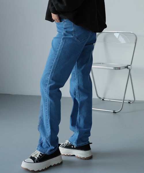 Doula Doula（ドゥーラドゥーラ）の「フロントラインハイウエストデニム（デニムパンツ・レディース・ライトブルー/ブルー/インディゴブルー・S/M/L）」の8枚目の写真