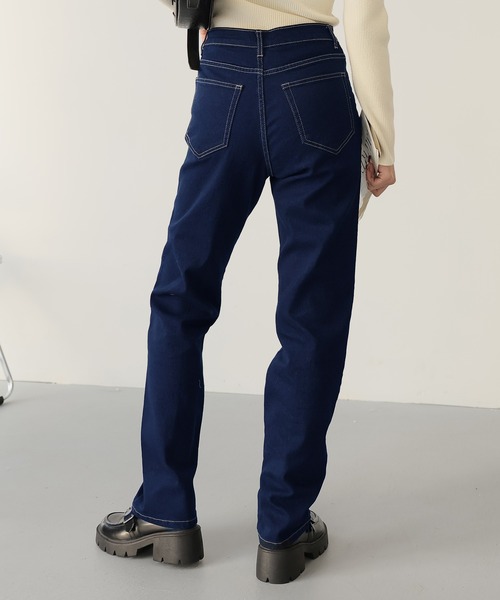 Doula Doula（ドゥーラドゥーラ）の「フロントラインハイウエストデニム（デニムパンツ・レディース・ライトブルー/ブルー/インディゴブルー・S/M/L）」の13枚目の写真