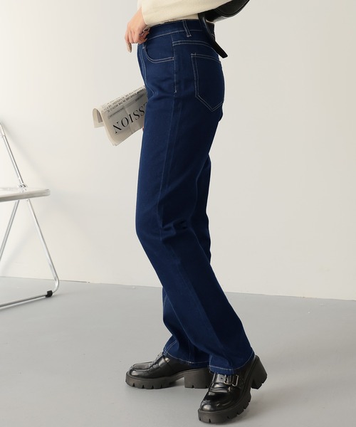 Doula Doula（ドゥーラドゥーラ）の「フロントラインハイウエストデニム（デニムパンツ・レディース・ライトブルー/ブルー/インディゴブルー・S/M/L）」の15枚目の写真