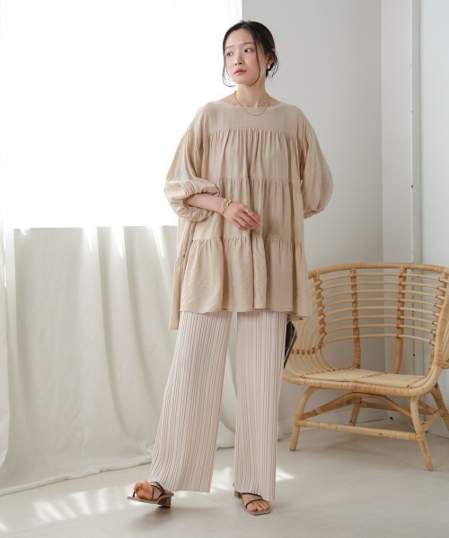 Bab（バブ）の「前後2WAYティアードトップス（シャツ/ブラウス・レディース・アイボリー/ベージュ/ブルー・M）」の16枚目の写真