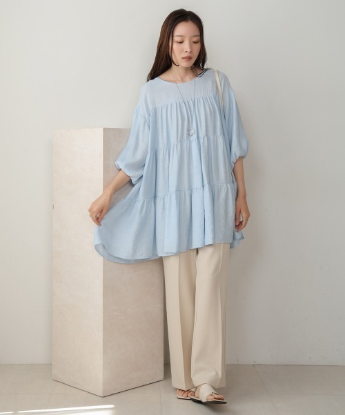 Bab（バブ）の「前後2WAYティアードトップス（シャツ/ブラウス・レディース・アイボリー/ベージュ/ブルー・M）」の17枚目の写真