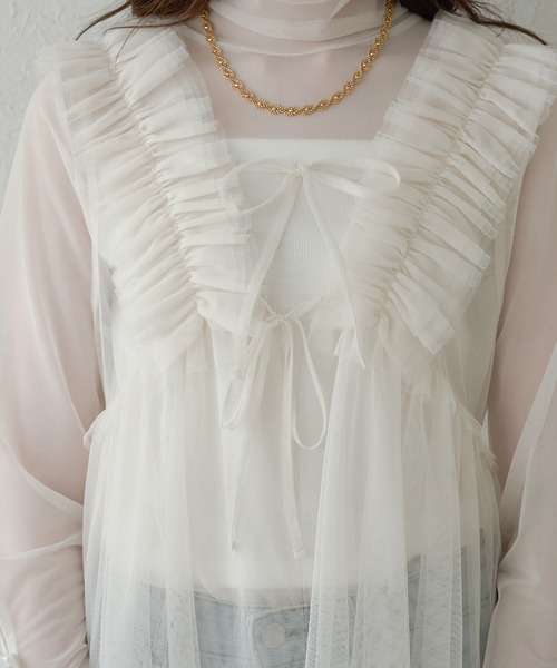 Ambre Neige(アンブルネージュ)の「2way tulle frill tops / 2wayチュールフリルトップス(その他トップス・レディース・ライトグレー/ブラック/アイボリー/ベビーピンク・FREE)」の17枚目の写真