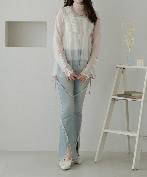 Ambre Neige(アンブルネージュ)の「2way tulle frill tops / 2wayチュールフリルトップス(その他トップス・レディース・ライトグレー/ブラック/アイボリー/ベビーピンク・FREE)」の19枚目の写真