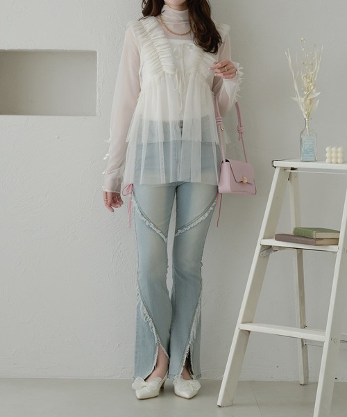 Ambre Neige(アンブルネージュ)の「2way tulle frill tops / 2wayチュールフリルトップス(その他トップス・レディース・ライトグレー/ブラック/アイボリー/ベビーピンク・FREE)」の21枚目の写真