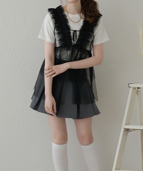 Ambre Neige(アンブルネージュ)の「2way tulle frill tops / 2wayチュールフリルトップス(その他トップス・レディース・ライトグレー/ブラック/アイボリー/ベビーピンク・FREE)」の13枚目の写真