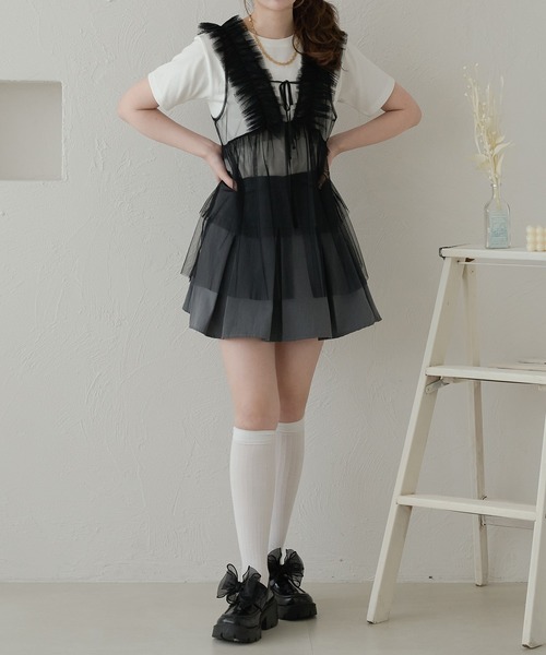 Ambre Neige(アンブルネージュ)の「2way tulle frill tops / 2wayチュールフリルトップス(その他トップス・レディース・ライトグレー/ブラック/アイボリー/ベビーピンク・FREE)」の16枚目の写真
