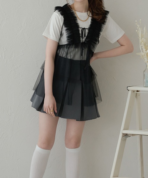 Ambre Neige(アンブルネージュ)の「2way tulle frill tops / 2wayチュールフリルトップス(その他トップス・レディース・ライトグレー/ブラック/アイボリー/ベビーピンク・FREE)」の14枚目の写真